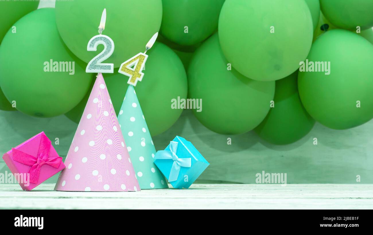 Birthday number, a beautiful card with balloons and numbers from