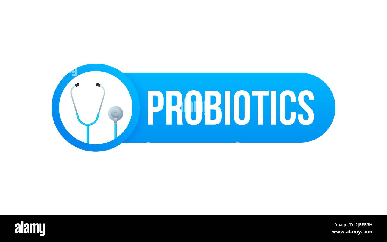 Probiotics. Badge, icon, stamp, logo. Vector illustration. Stock Vector