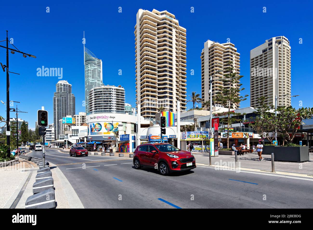 Queensland Australia /   High Rise Apartments dominate the skyline in Surfers Paradise. Stock Photo
