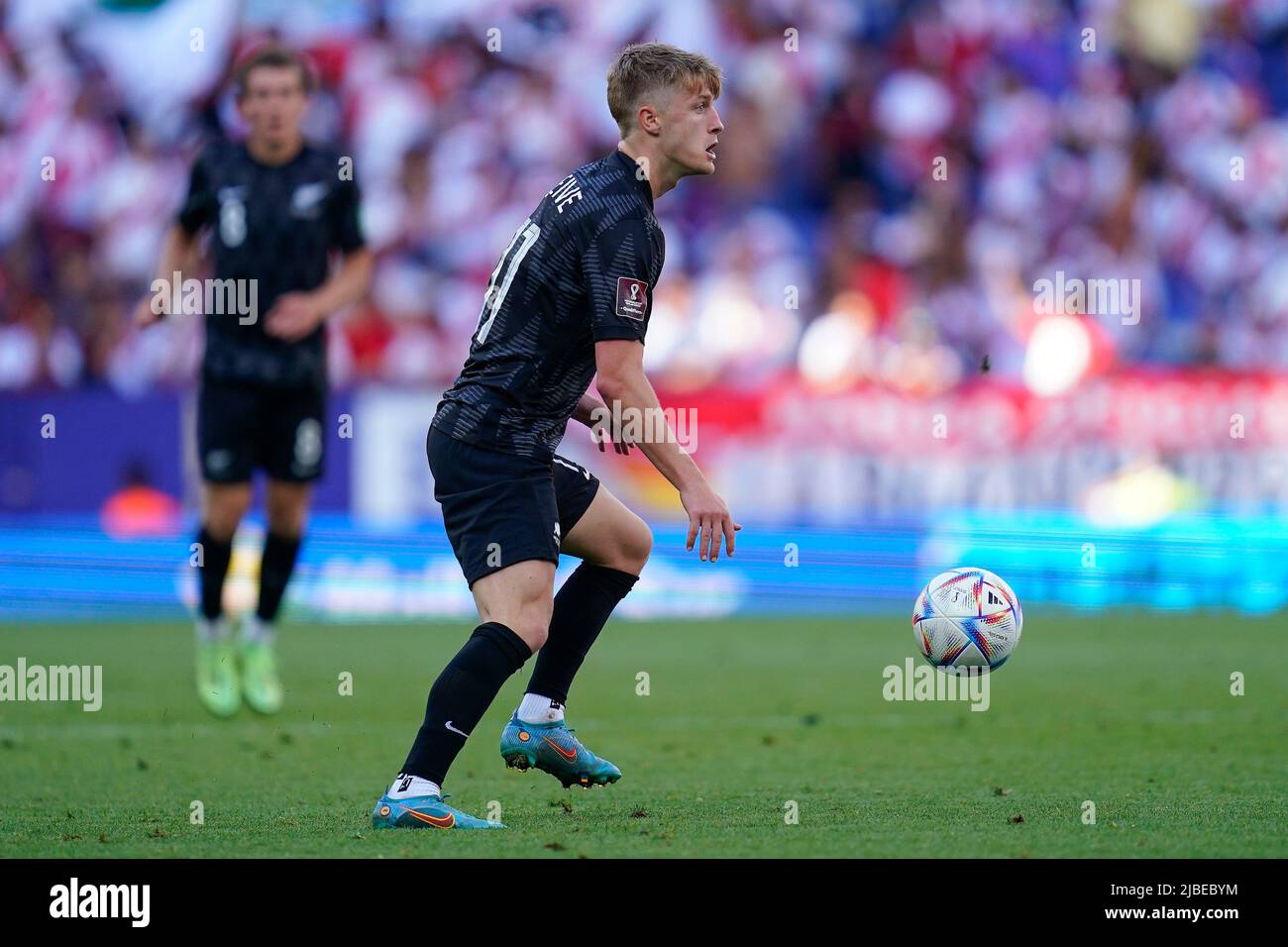 Barcelona, Spain. June 5, 2022, Alex Greive of New Zealand during the friendly match between Peru and New Zealand played at RCDE Stadium on June 5, 2022 in Barcelona, Spain. (Photo by Bagu Blanco / PRESSINPHOTO) Stock Photo