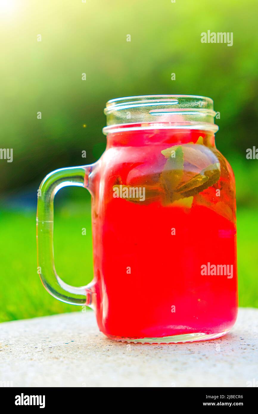summer drink. watermelon dessert. watermelon drink with stevia.red