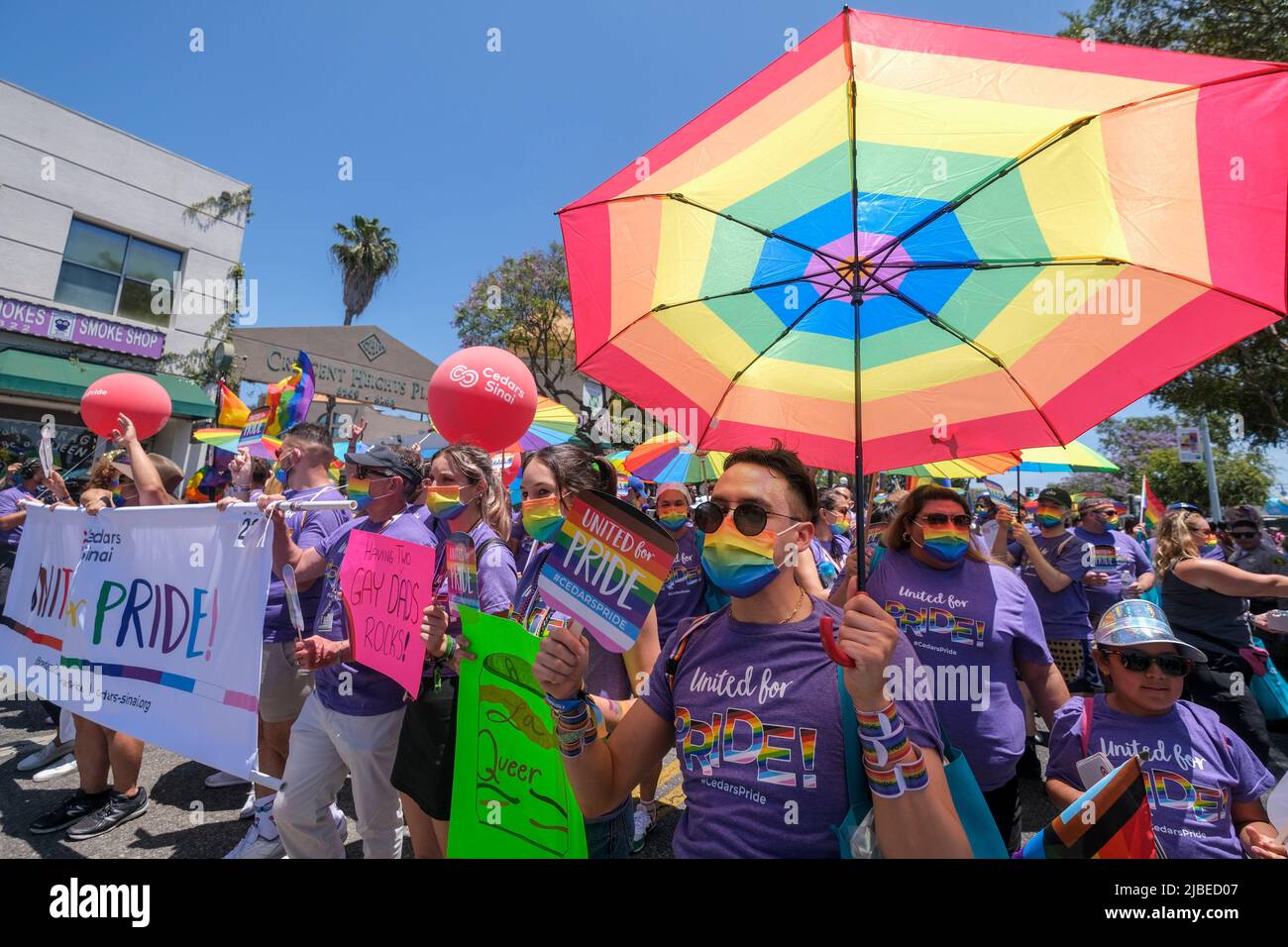 Los Angeles, California, USA. 5th June, 2022. Parade participants with
