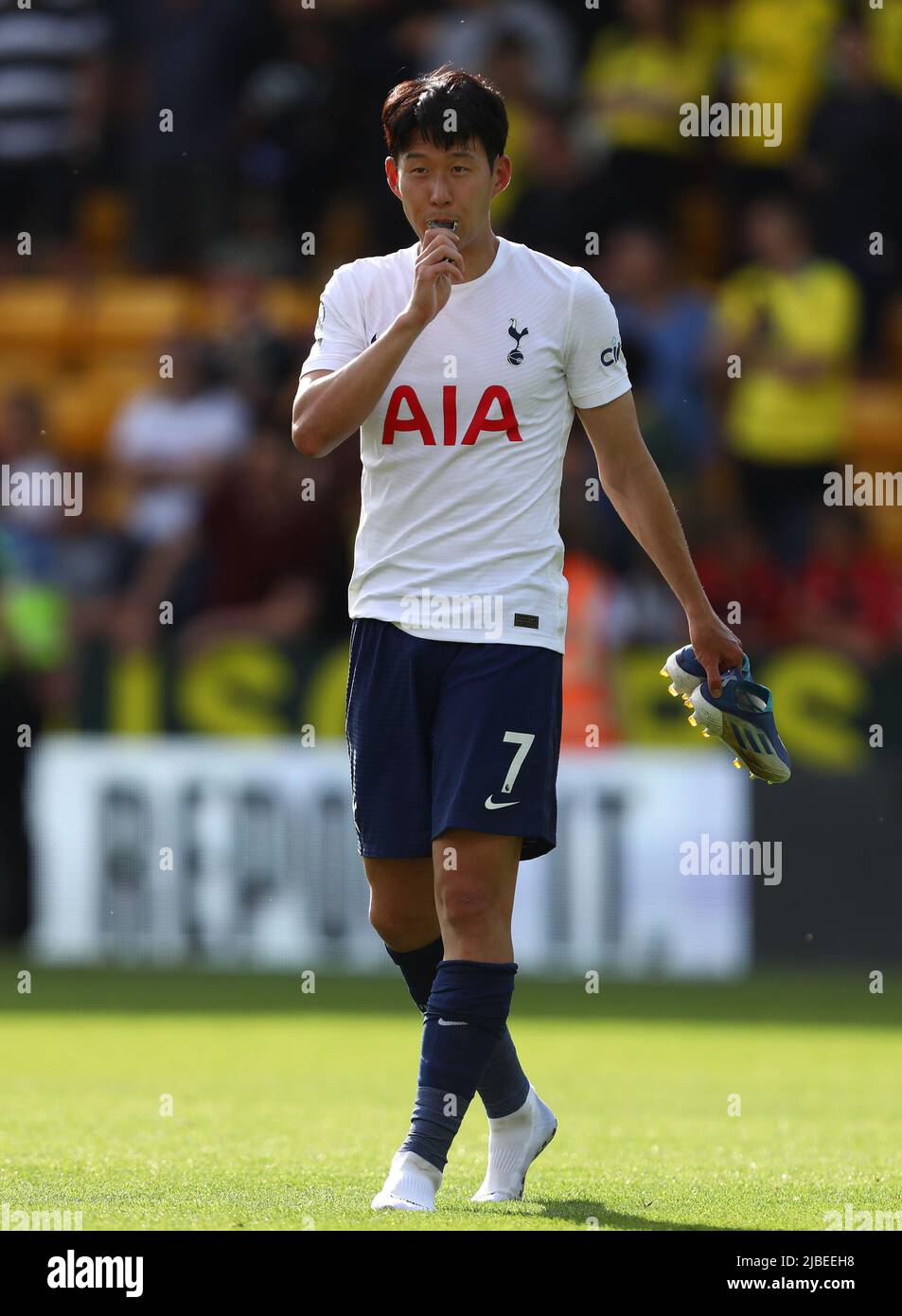 Son Heung-Min of Tottenham Hotspur is seen carrying his boots - Norwich City  v Tottenham Hotspur,