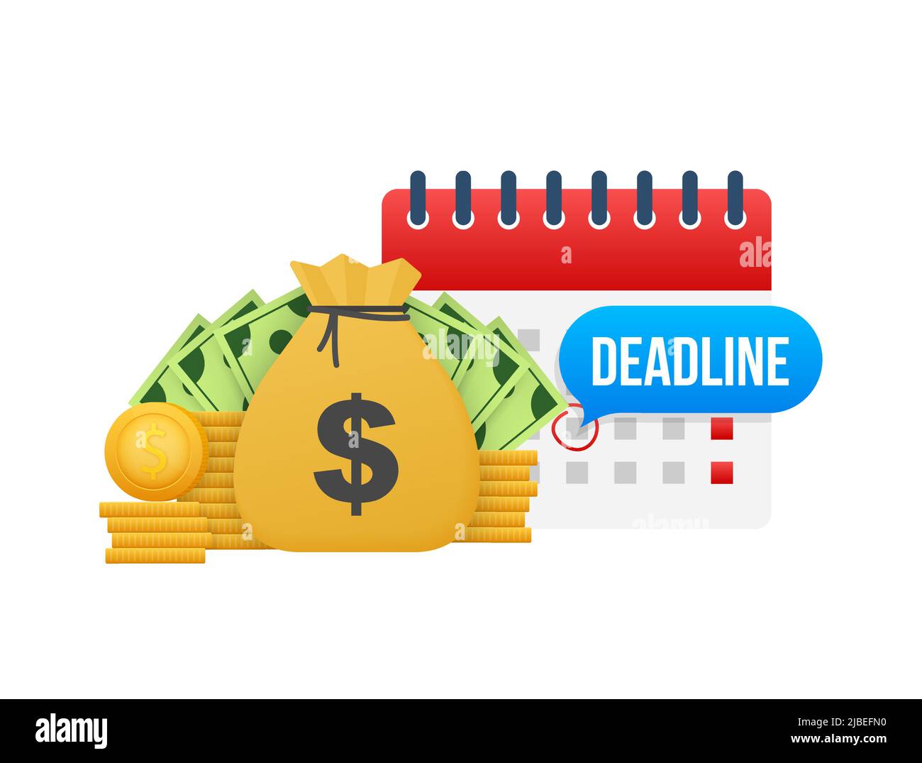 Dates and Deadlines banner. Computer with calendar. Vector illustration Stock Vector