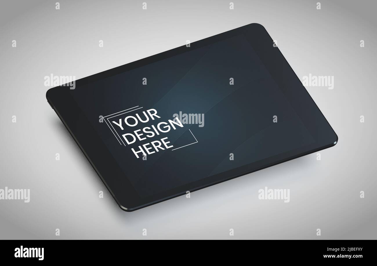 Tablet screen on white background mock up. Tablet modern monitor design
