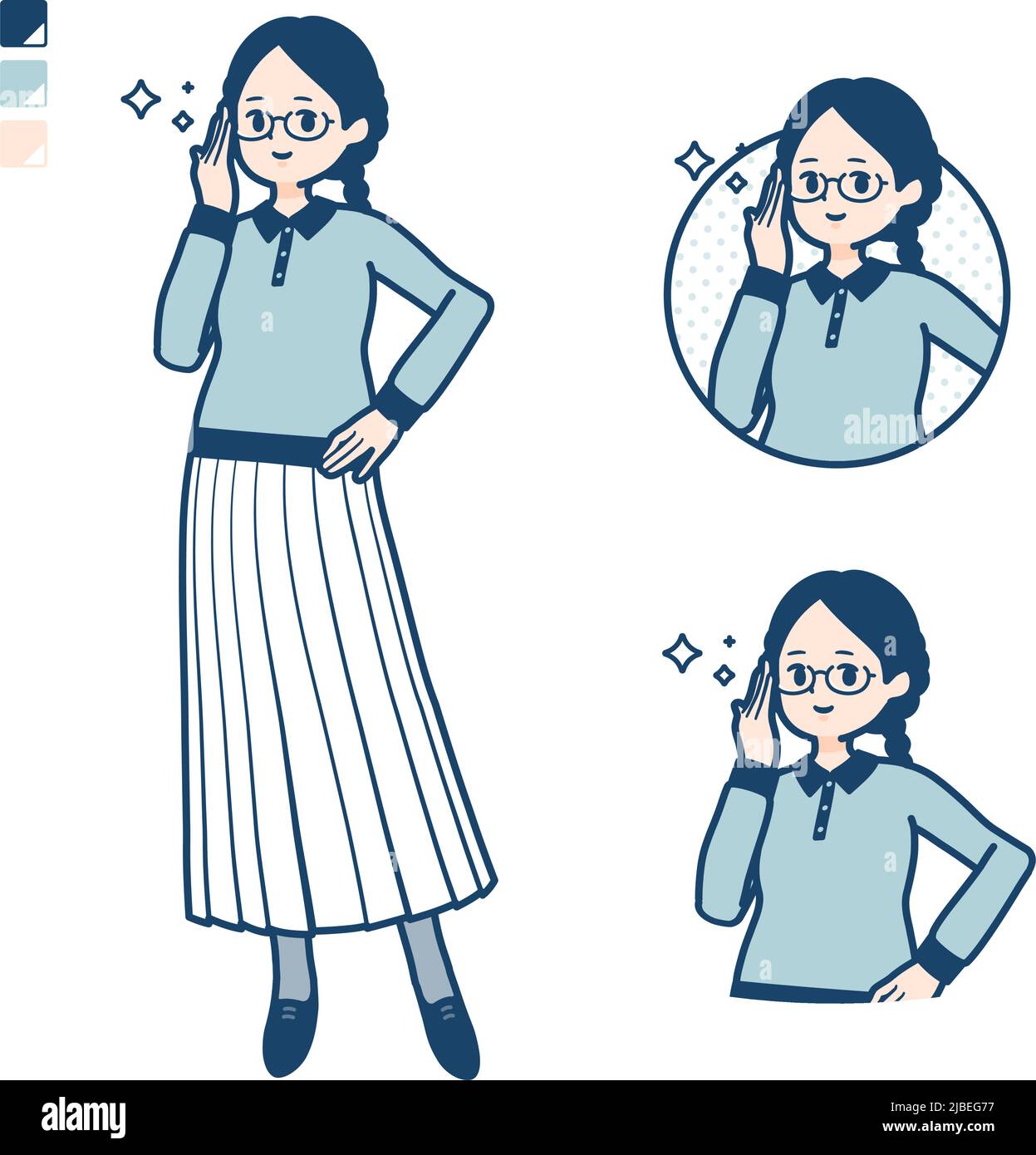 A young woman with glasses with Wearing glasses images.It's vector art ...