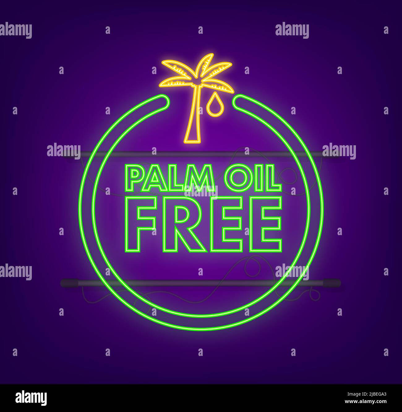 Palm Oil Free symbol. Organic food without saturated fats. Neon icon Stock Vector