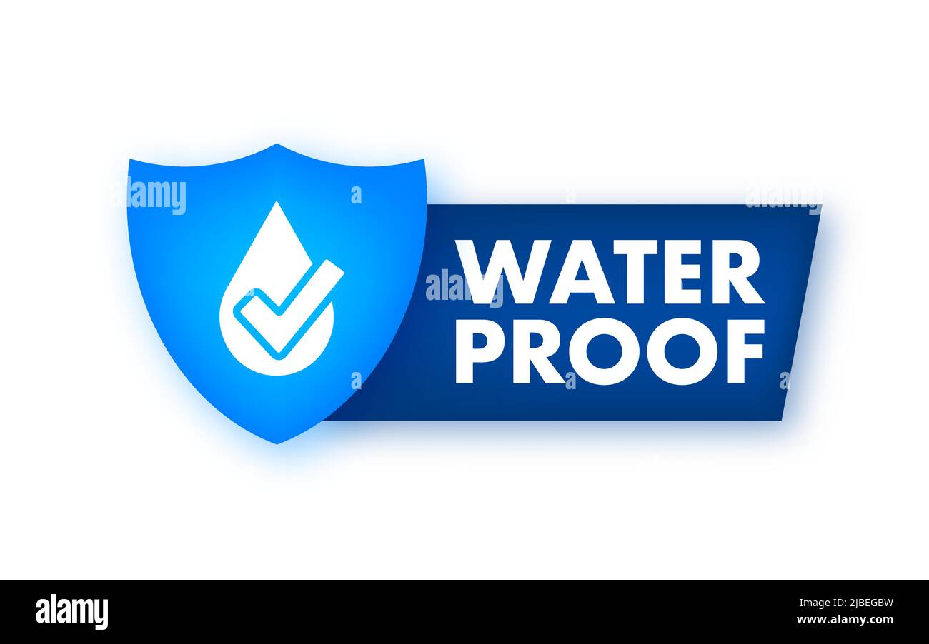Flat icon with water proof on dust background. Flat blue vector icon. Stock Vector