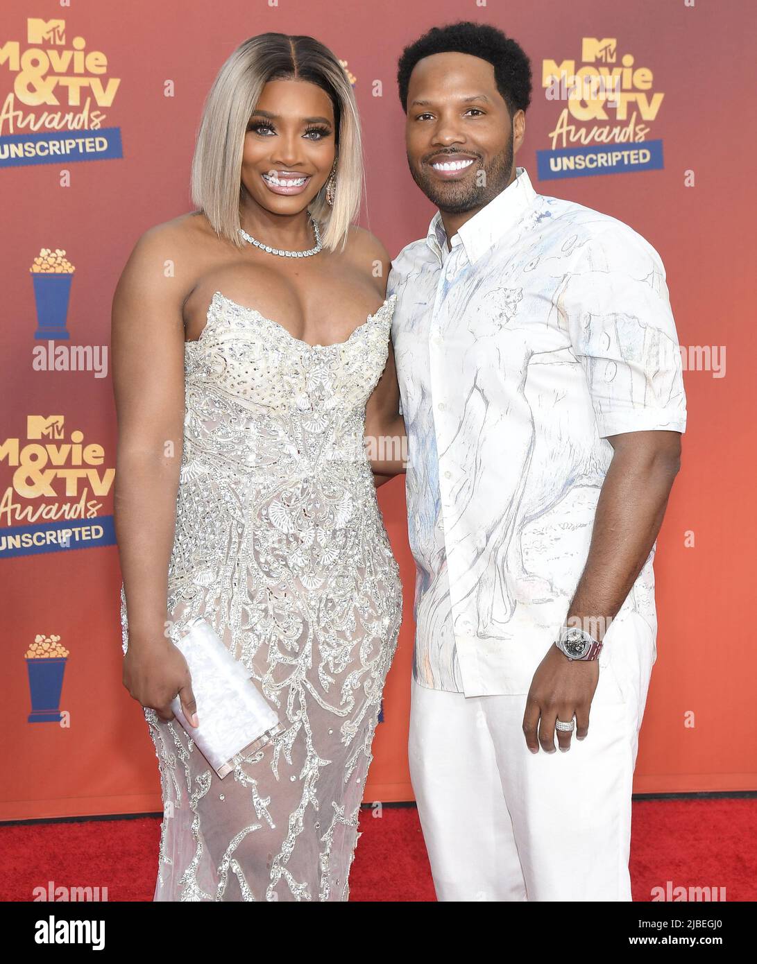 (L-R) Yandy Smith Harris and Mendeecees Harris arrives at the 2022 MTV