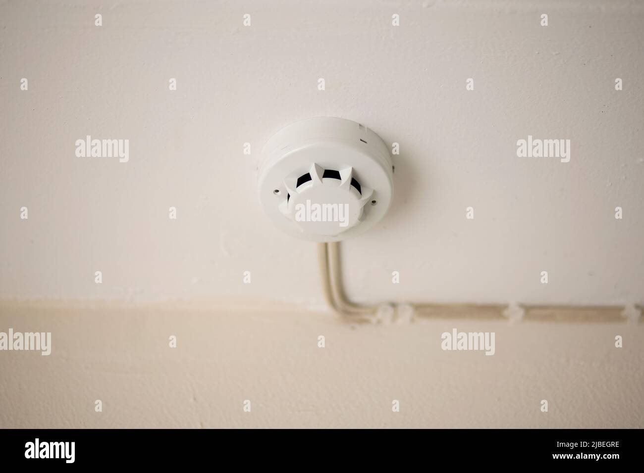 smoke sensor which I installed in the ceiling Stock Photo