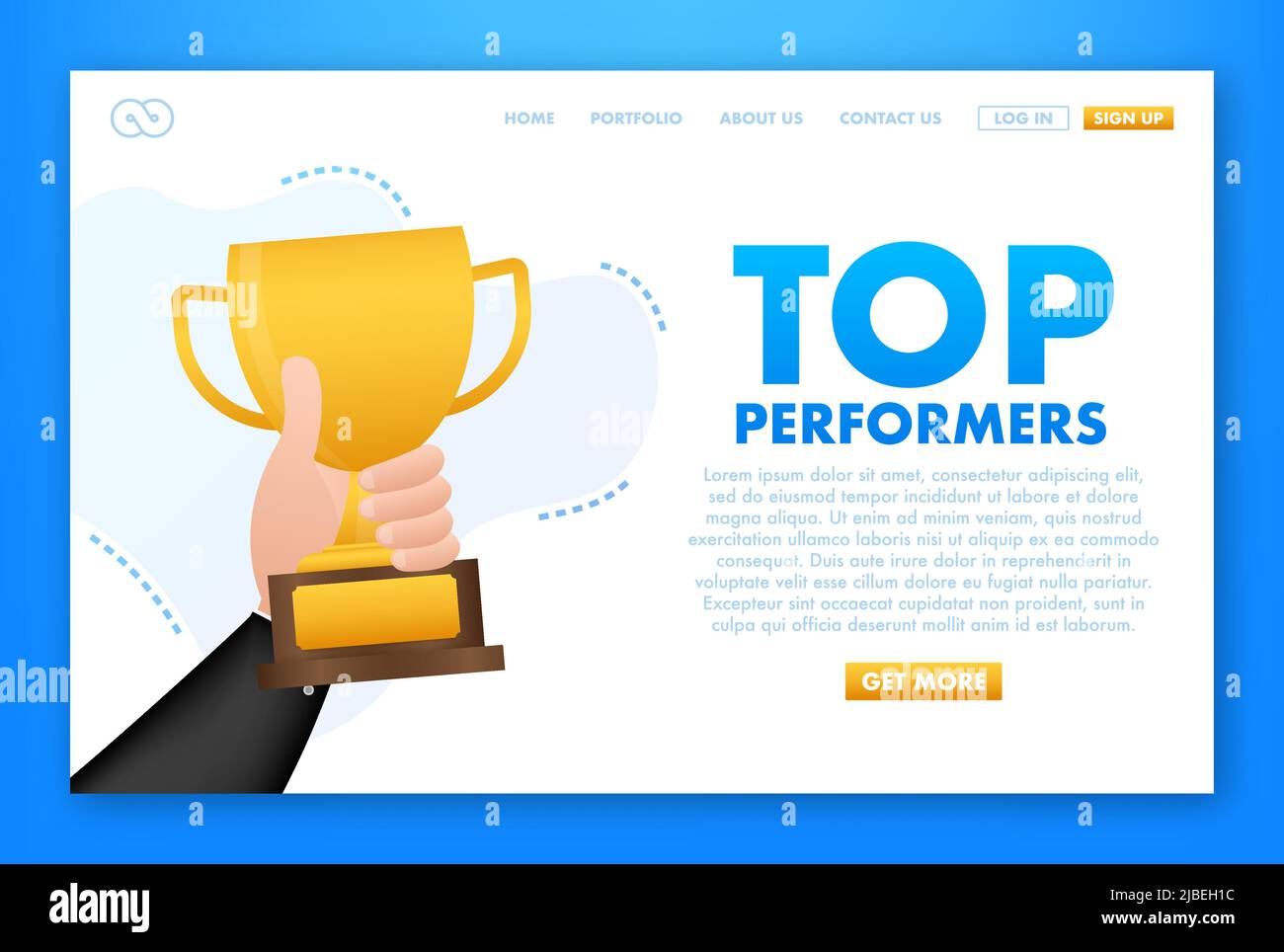 Top Performers. Website template designs. Vector illustration concepts for website and mobile website design and development. Vector illustration Stock Vector