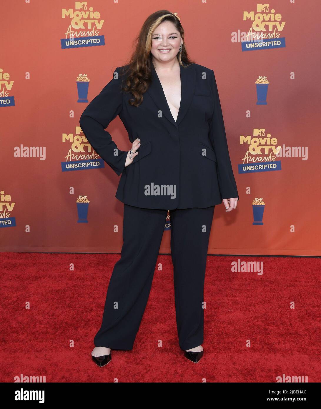 Meg Stalter arrives at the 2022 MTV Movie & TV Awards: UNSCRIPTED held