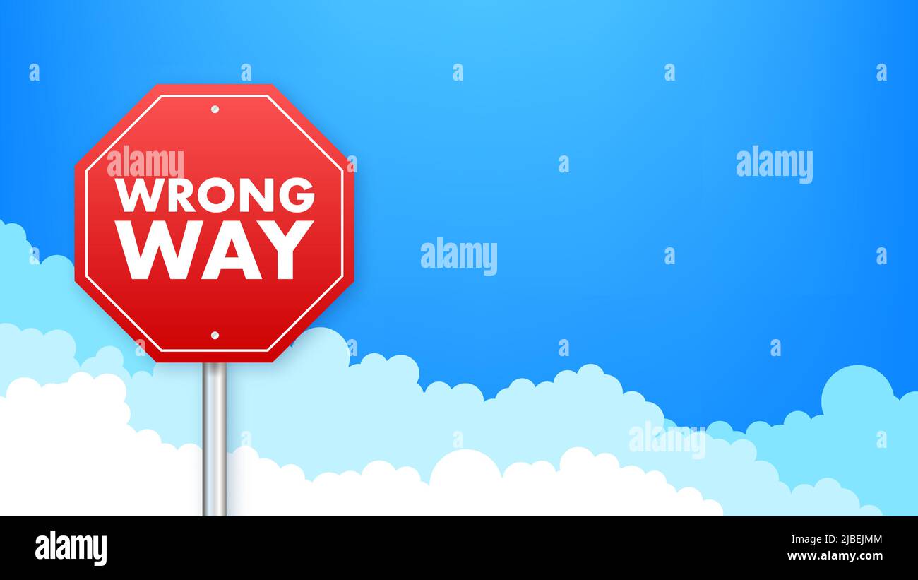 Red wrong way. Cartoon flat vector illustration Stock Vector Image ...