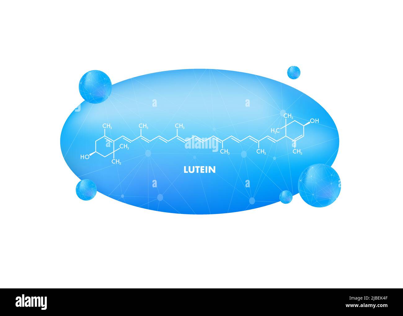 Lutein formula. Lutein yelloworange plant pigment molecule Stock