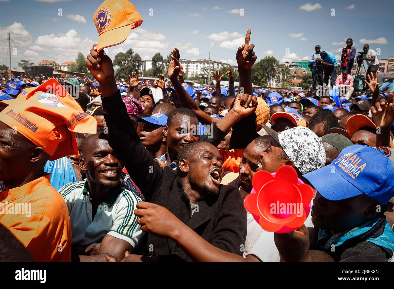 Nairobi, Kenya, 05/06/2022, Supporters of the Azimio la Umoja attend a ...