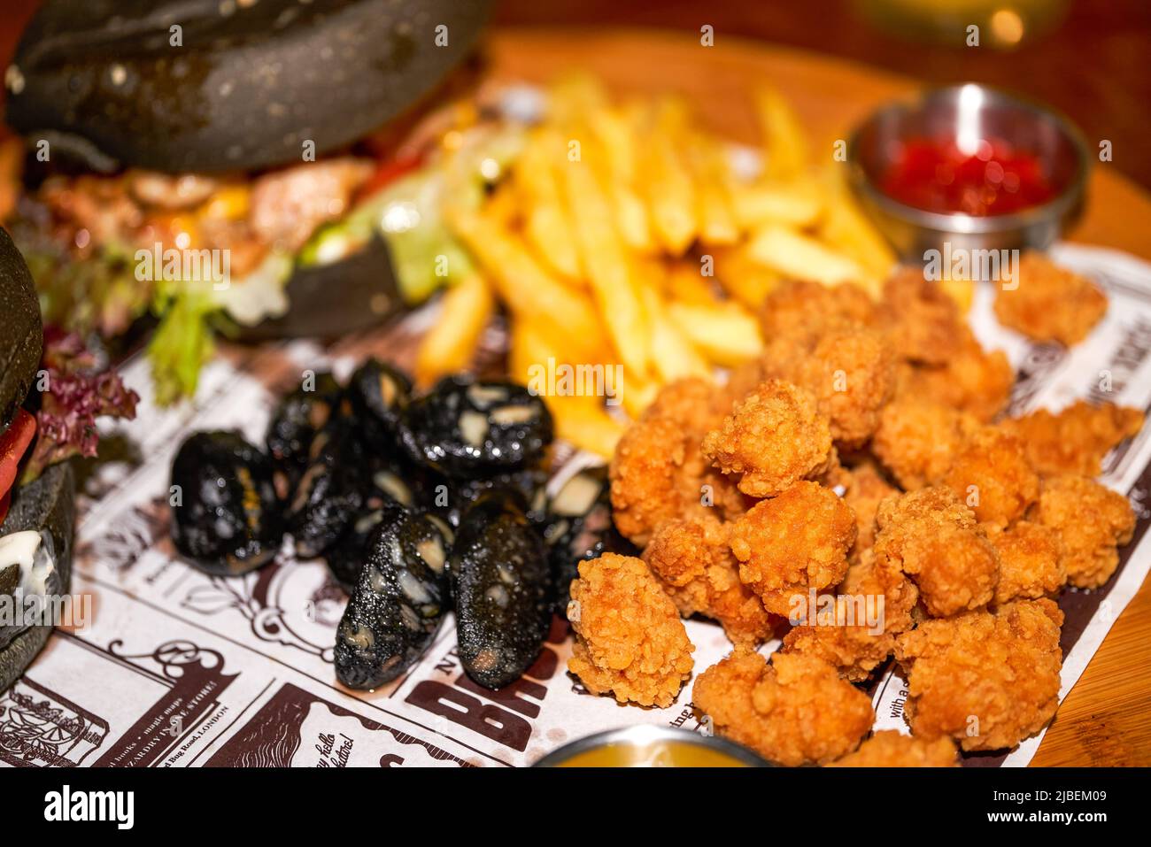 A Crispy and Delicious Chicken Popcorn and Cuttlefish Fried Platter