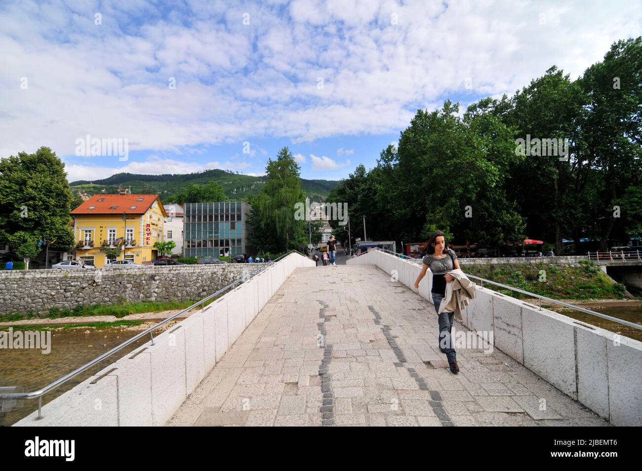 Latin bridge over the Miljacka river in Sarajevo, Bosnia & Herzegovina. Stock Photo