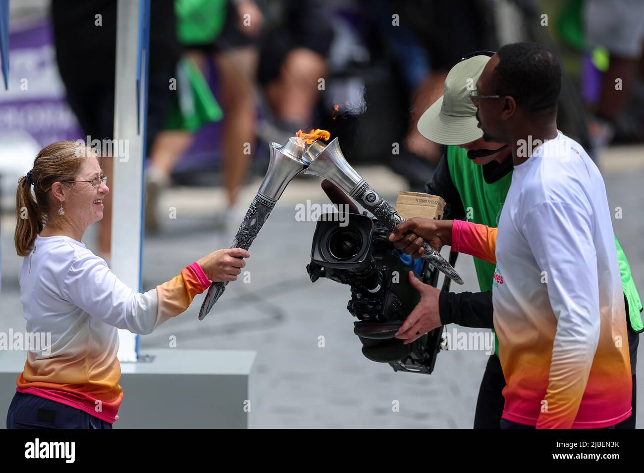 Orlando, Fl, US, June 5, 2022 Athlete LINDSAY FULOP receives the torch