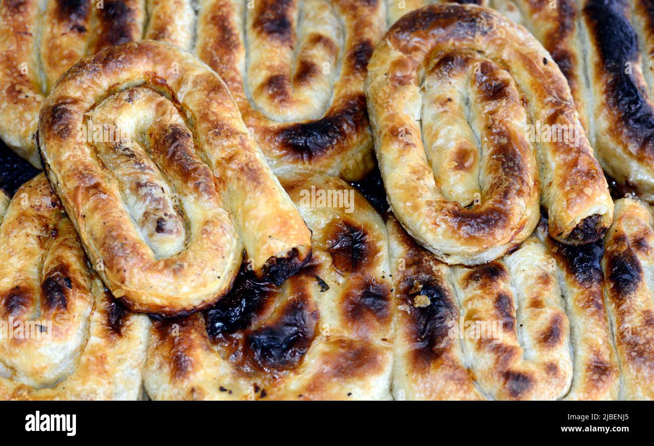 Pita Burek is one of Bosnia's most popular traditional specialty. Stock Photo