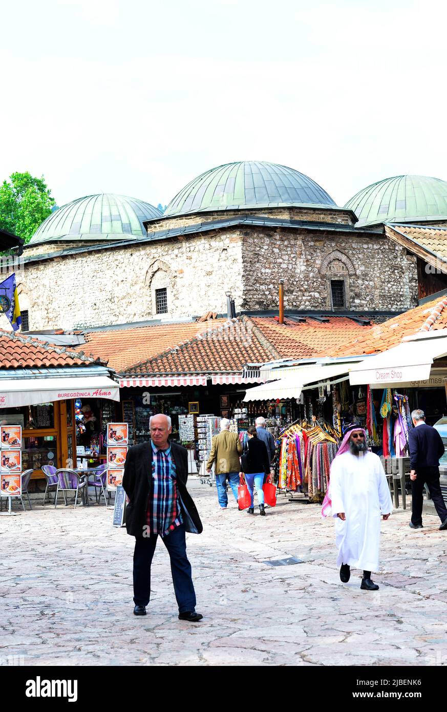 Baščaršija is Sarajevo's old bazaar and the historical and cultural center of the city. Stock Photo