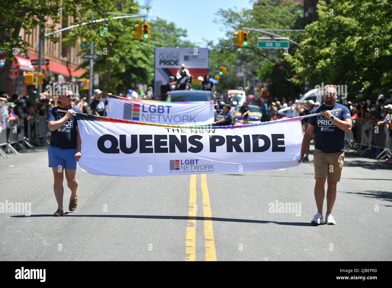 People attend the 30th Annual Queens Pride Parade on June 5, 2022 in