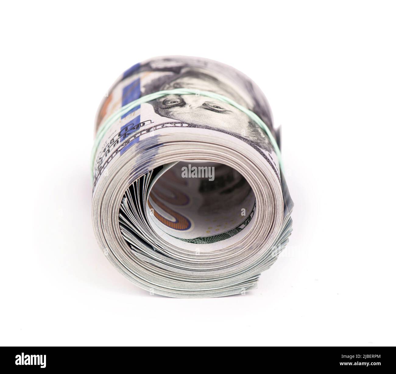 Roled Note rolled american dollar banknotes isolated on white Stock Photo - Alamy