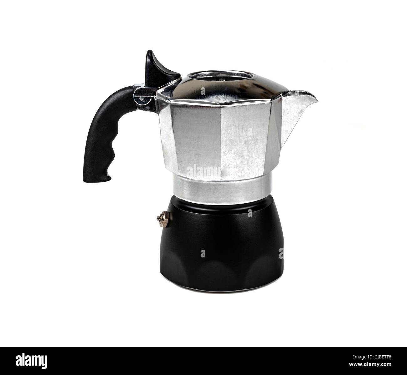 Classic italian coffee maker isolated on white background Stock Photo