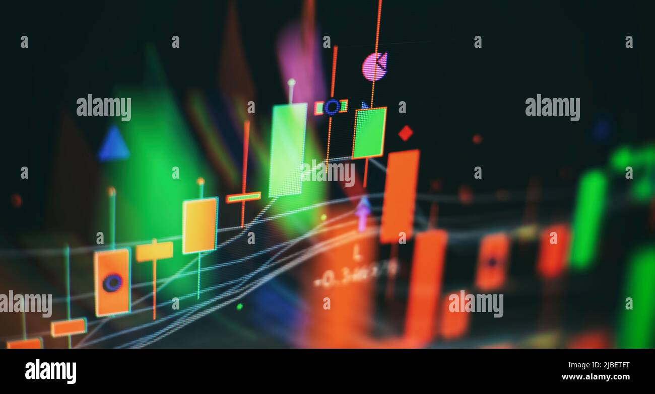 Analyzing financial statistics and analyzing a market data. Data analyzing from charts and graph Stock Photo