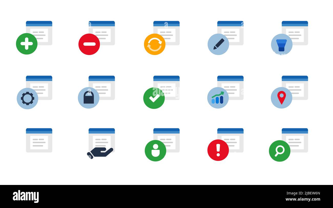 Document text editor blogging writing icon set collection blue vector Stock Vector