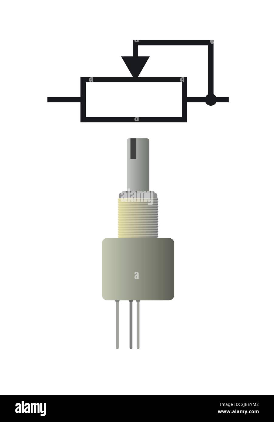 Variable resistor. Radio component. Radio electronic circuit. Symbolic designation. Isolated on white background. Single object icon. Vector Stock Vector