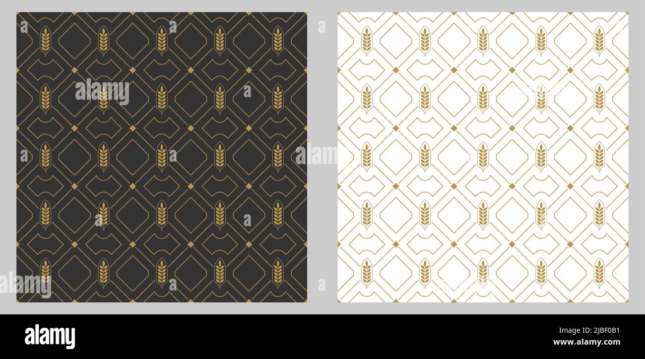 set of classic seamless decorative patterns with a golden openwork grid ...