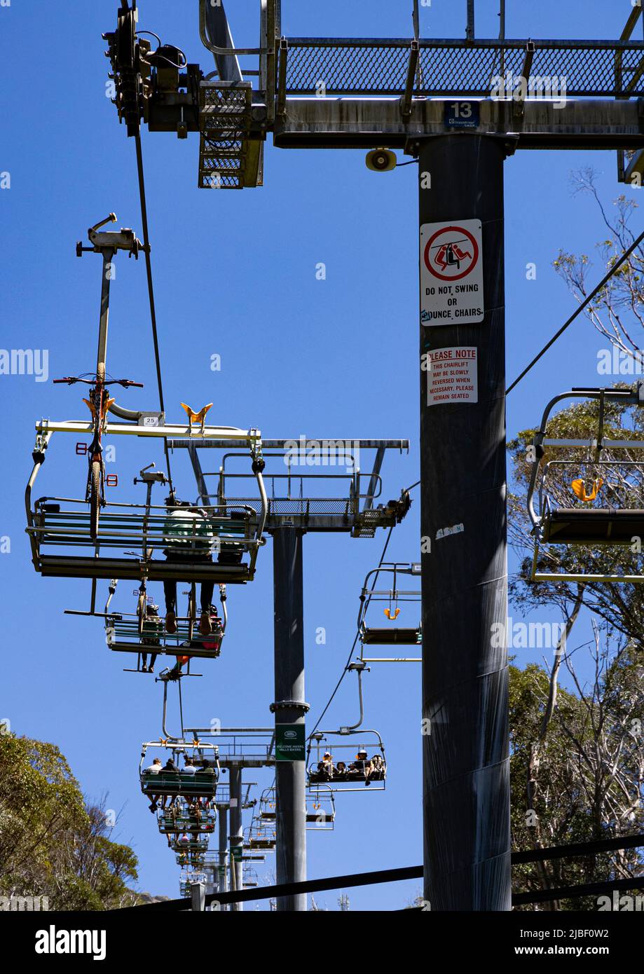 Chair lifts take mountain bikers and their bikes plus tourists up to