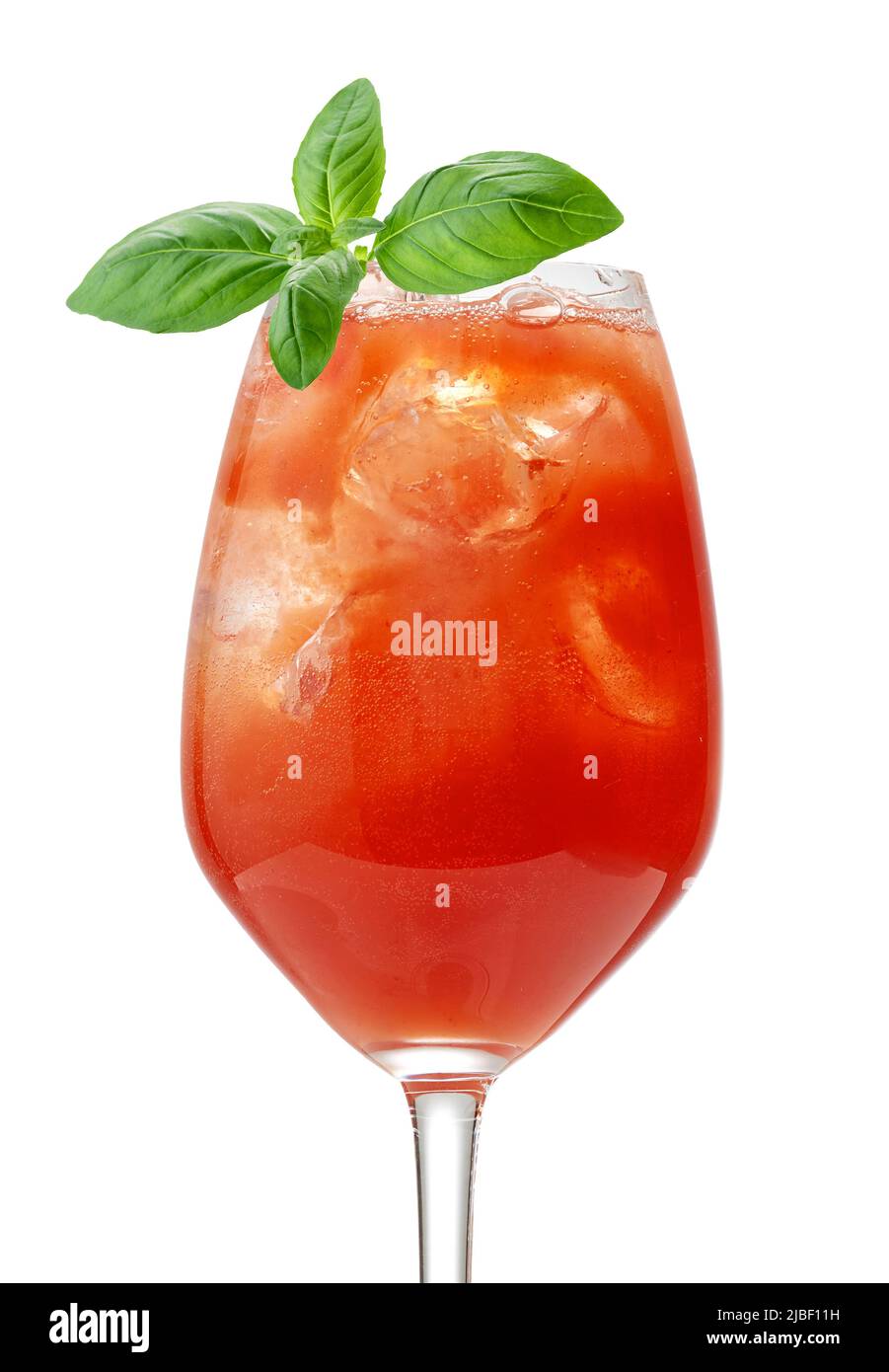glass of tomato juice cocktail bloody mary isolated on white background