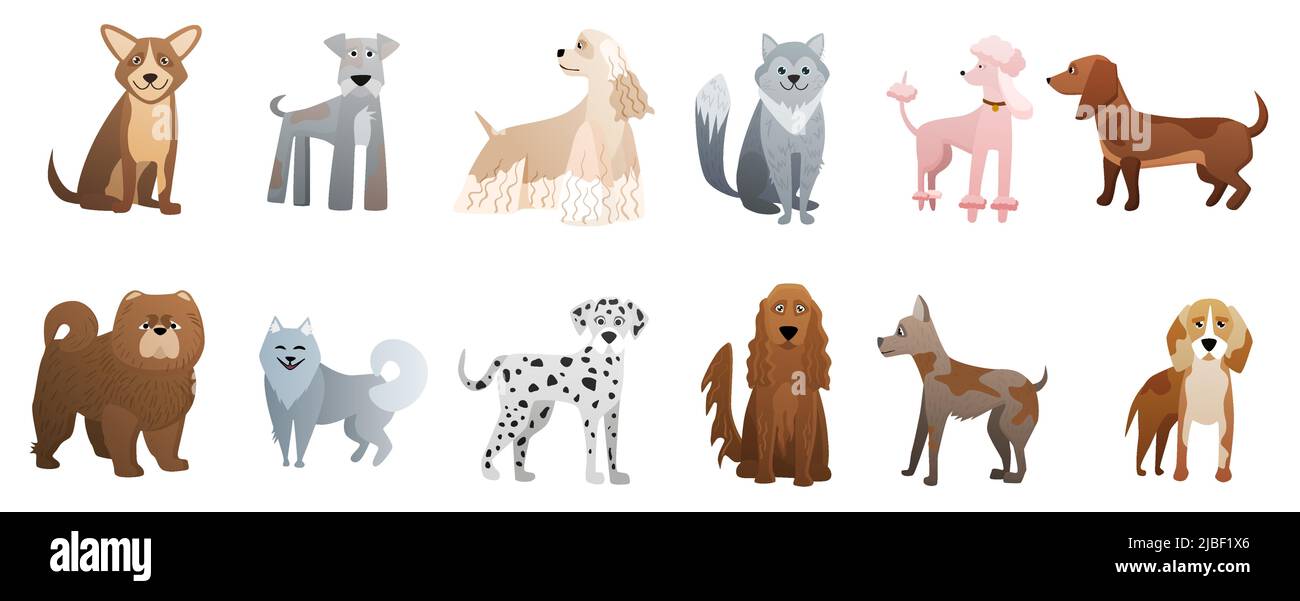 Cartoon cute dogs set vector illustration Stock Vector Image & Art - Alamy