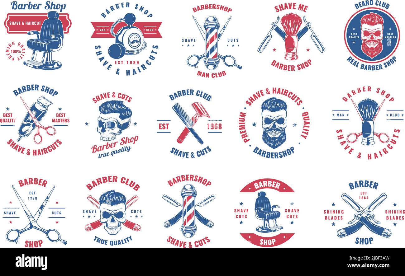 Barber labels. stickers haircut blades for fashion stylish