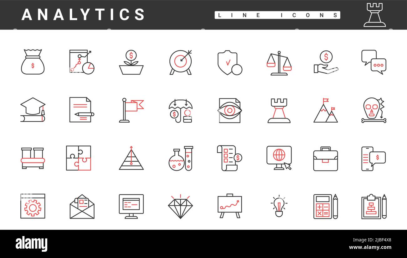 Analytics line red icon hi-res stock photography and images - Alamy