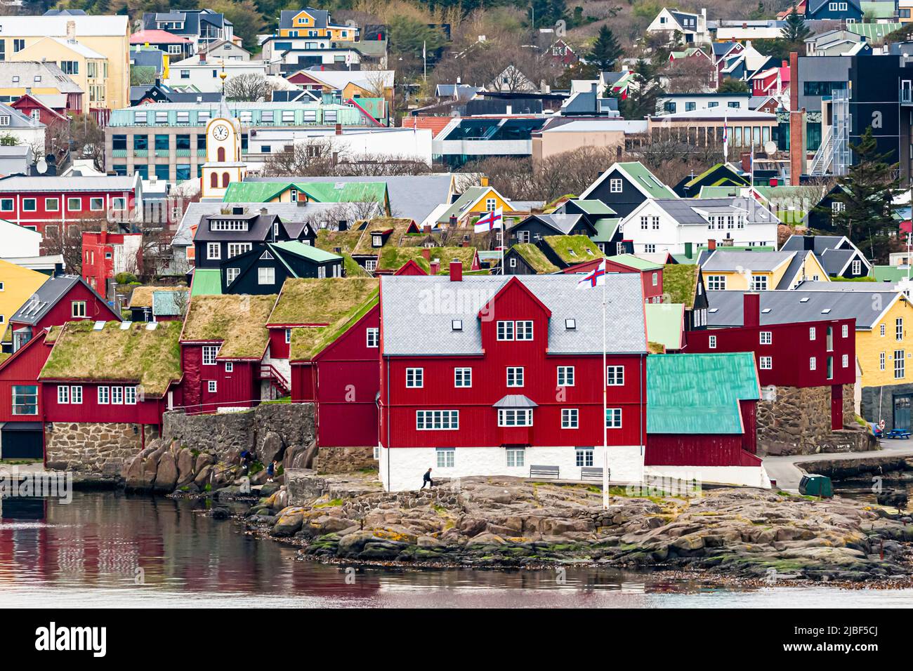 Government district of the capital Tórshavn of the Faroe Islands Stock Photo