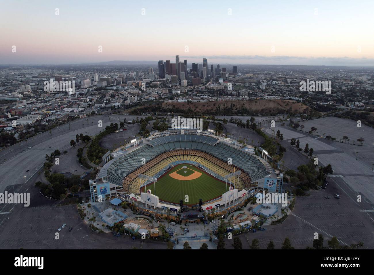A general overall aerial view of Dodger Stadium, Sunday, June 5, 2022 ...