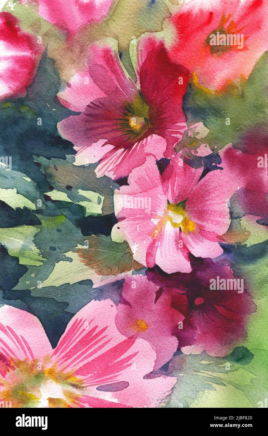 Flowers watercolor illustration. Delicate bouquet. Picture painting for