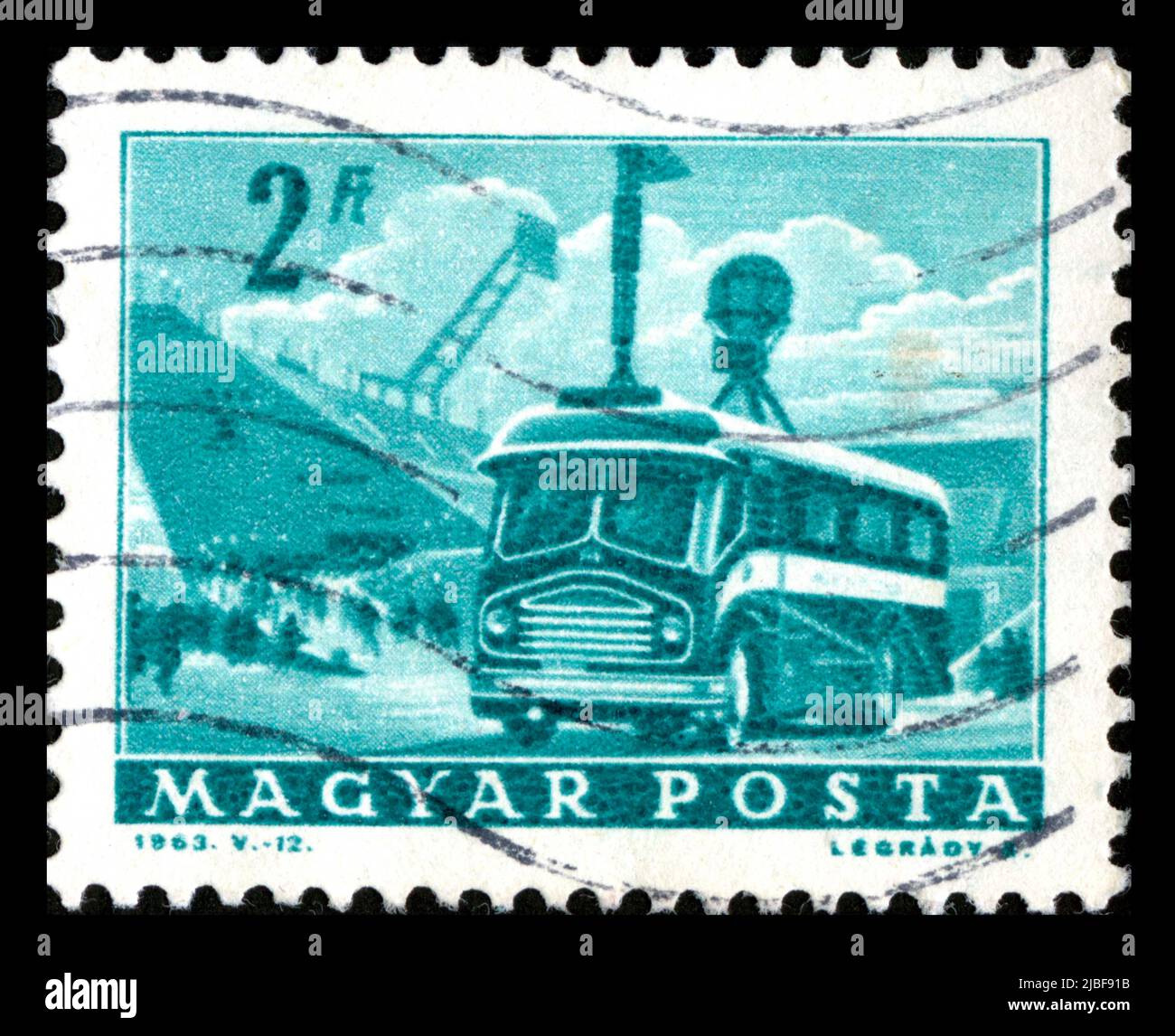 Stamp print in Hungary,transport, public transport Stock Photo Alamy