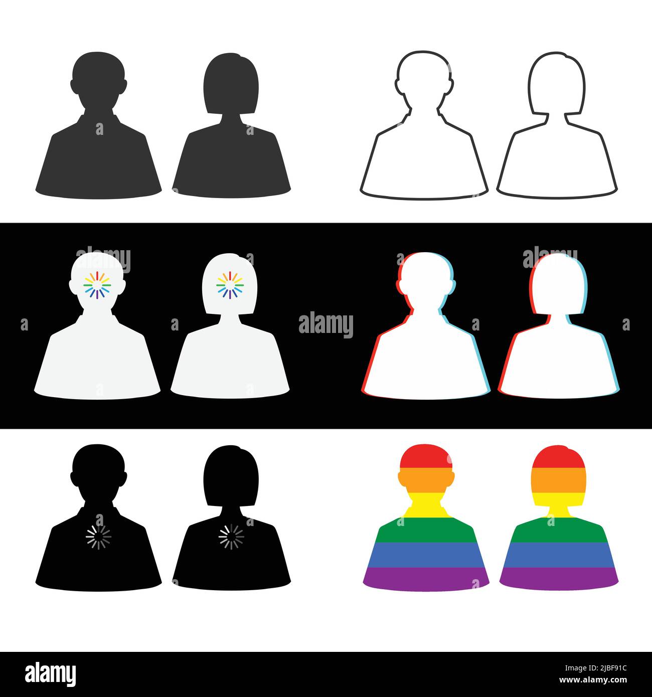 Man and woman different silhouettes Stock Vector