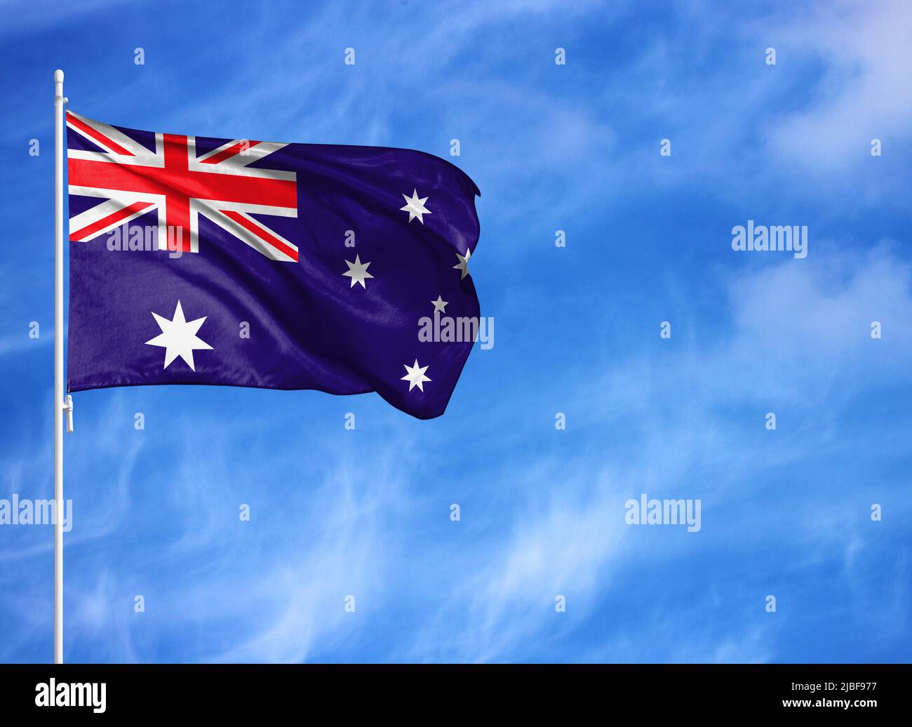 National flag of Australia on a flagpole Stock Photo Alamy