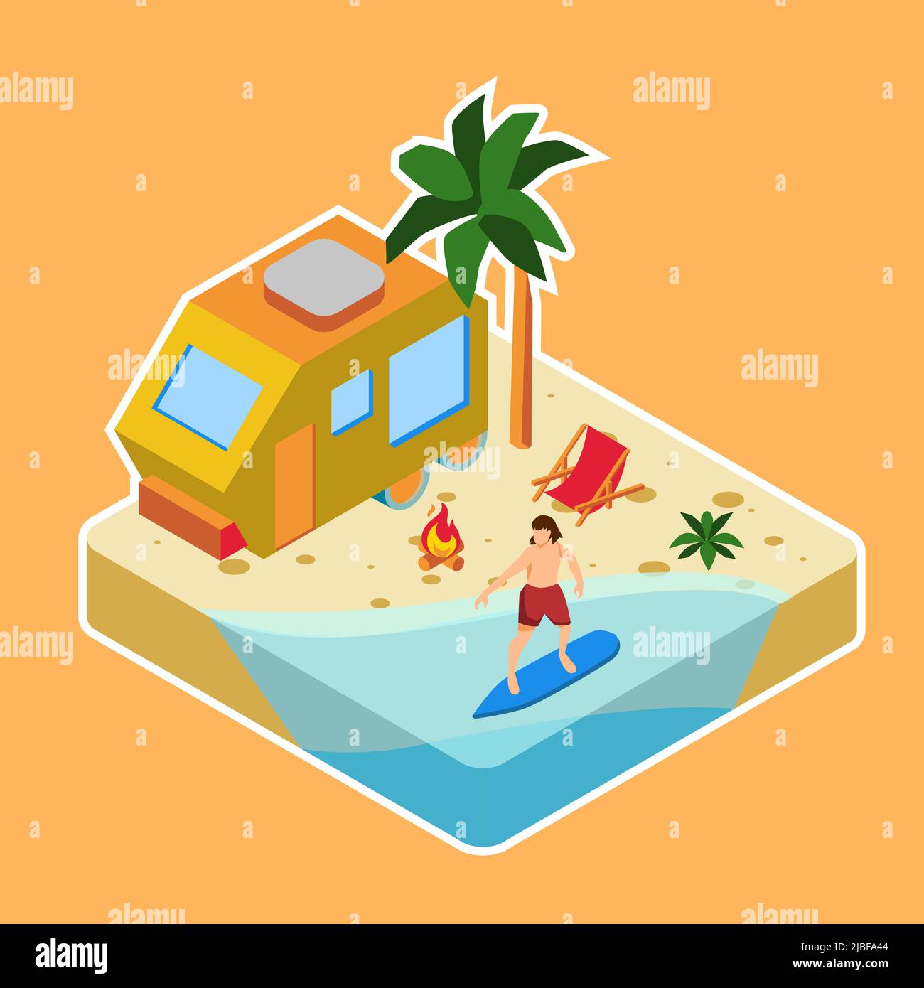 Flat isometric summer scene Vector illustration Stock Vector Image ...
