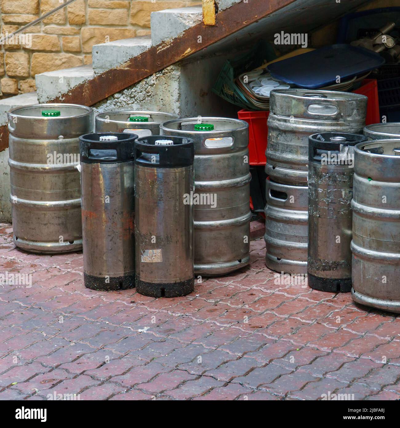 Metal Beer Kegs Or Barrels For Beer Stock Photo Alamy