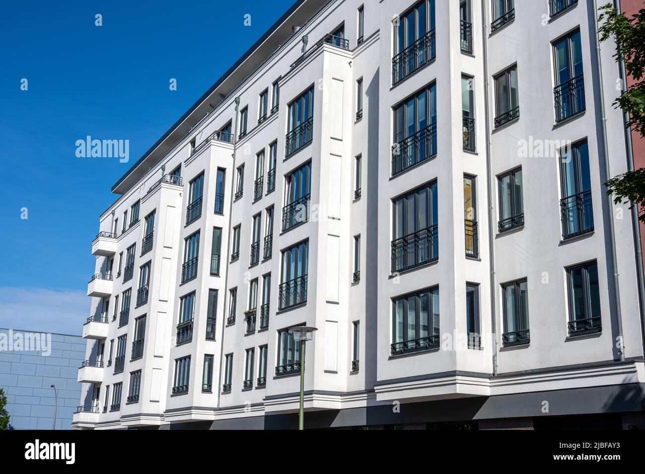 Modern multi-family apartment building seen in Berlin, Germany Stock Photo