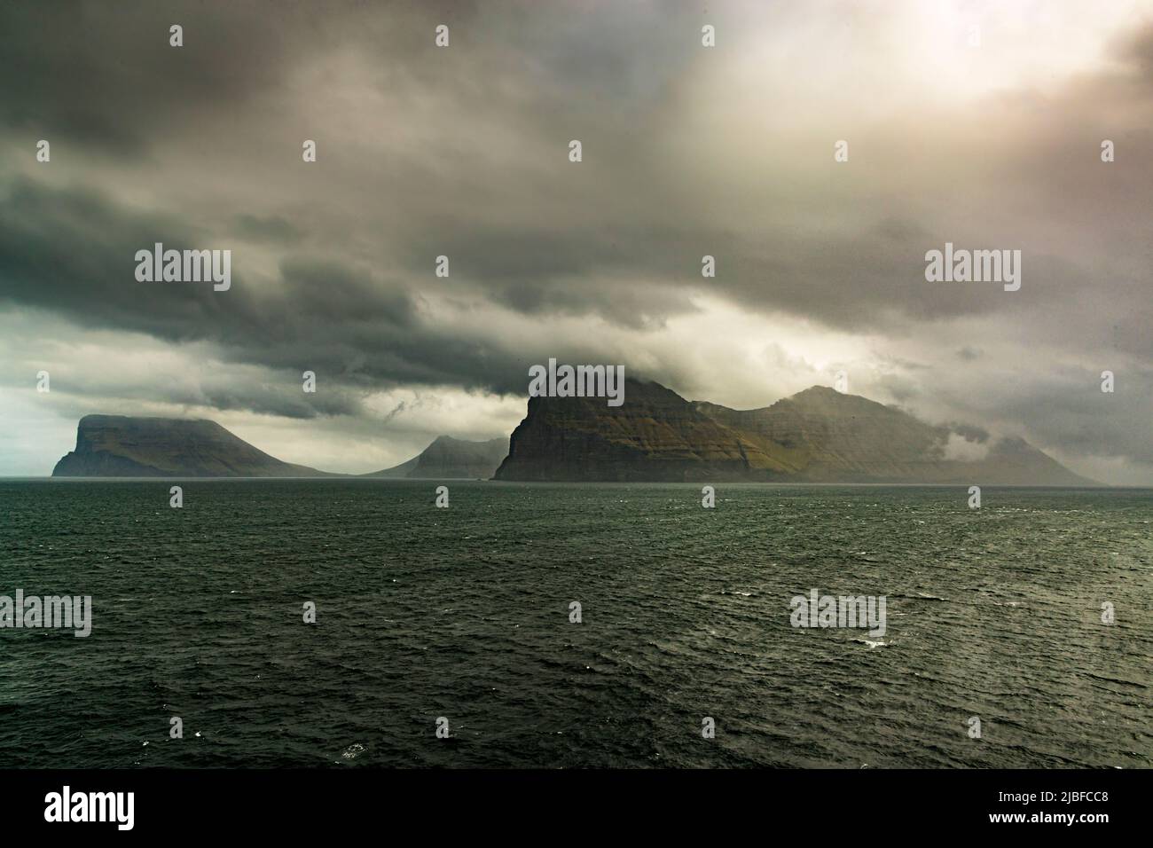 Faroe Islands in a storm Stock Photo