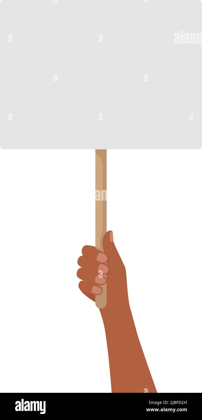 Hand holding blank placard. Demonstration and protest concept. Vector illustration Stock Vector