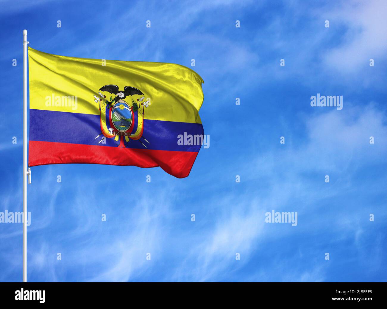 National flag of Ecuador on a flagpole Stock Photo Alamy