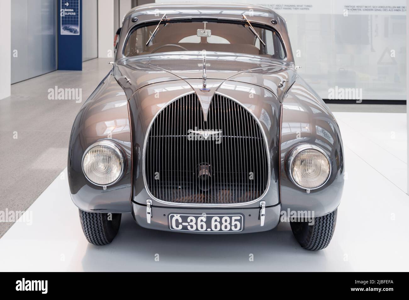 Vintage car in SKODA Auto Museum Stock Photo