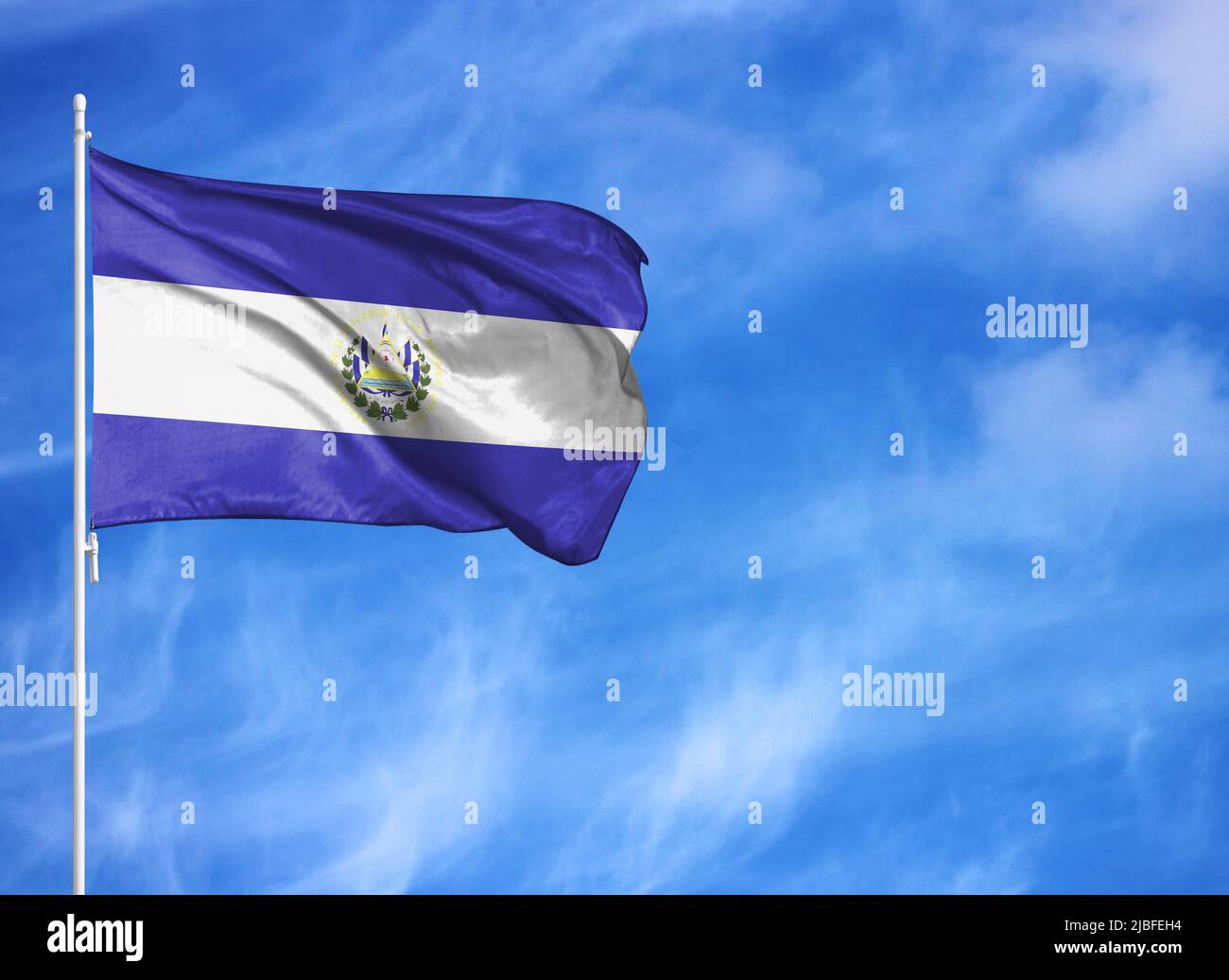 National flag of El Salvador on a flagpole Stock Photo Alamy